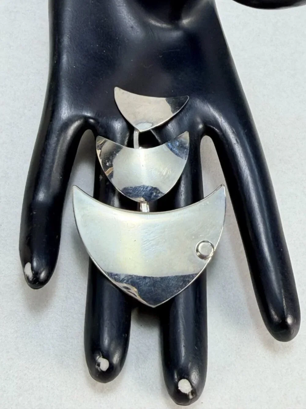 Vintage Modernist Silver Tone Fish Brooch Minimalist Abstract Figural Pin